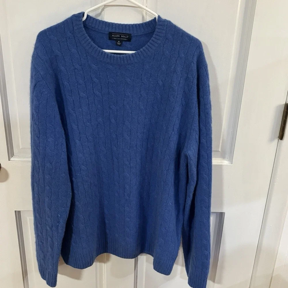 Allen Solly Cable‎ Knit 100% 2-ply cashmere XL Baby Blue